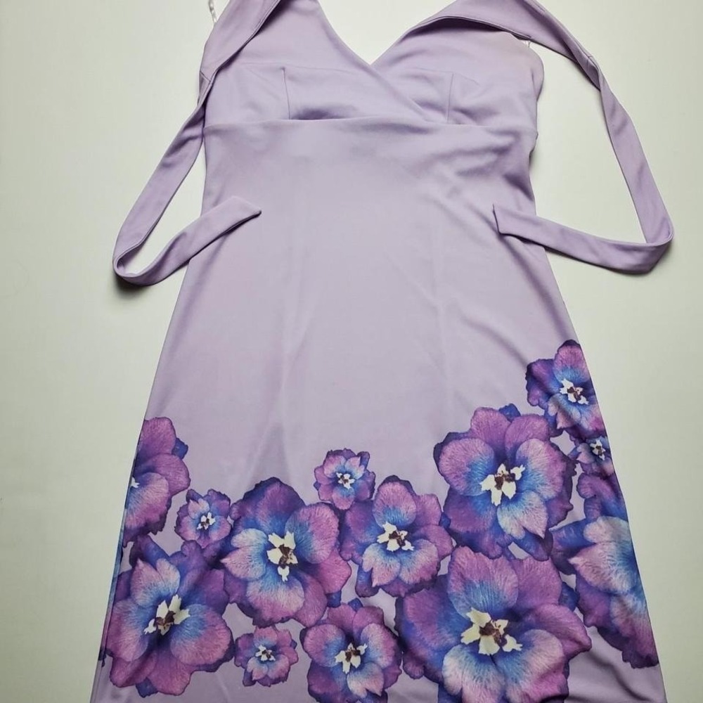Vintage Express Purple Lavender Cocktail‎ Party Strap Dress Size 1/2